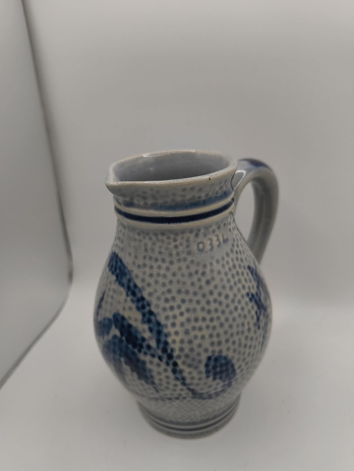 Vintage 0,33 L cobalt blue Pitcher Vase apr 14 cm Long glazed ceramic