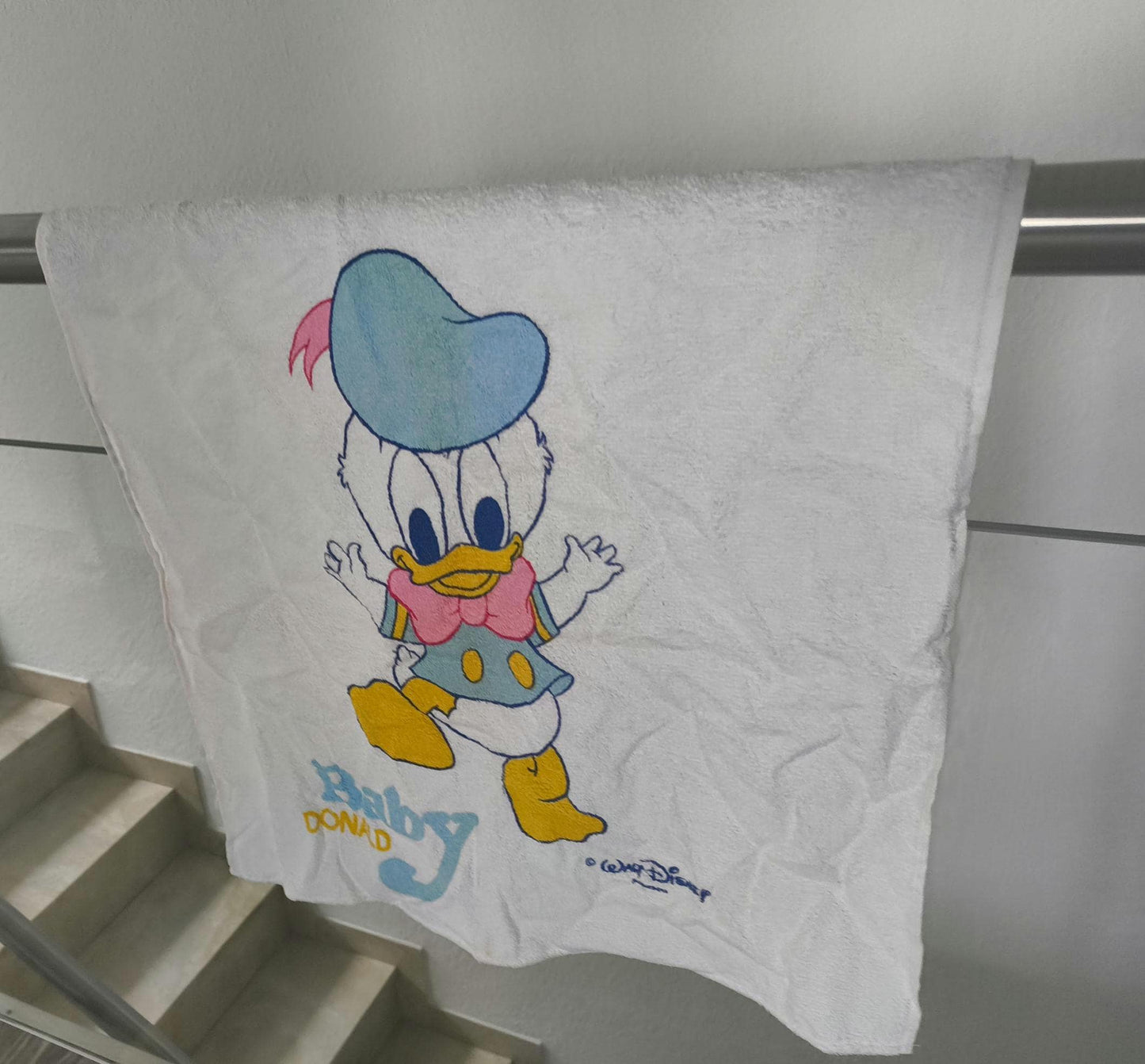 Vintage Collector Sammlergegenstand Disney Baby Donald Duck Handtuch Towel 1980er 80s Original ca 100 x 50 cm