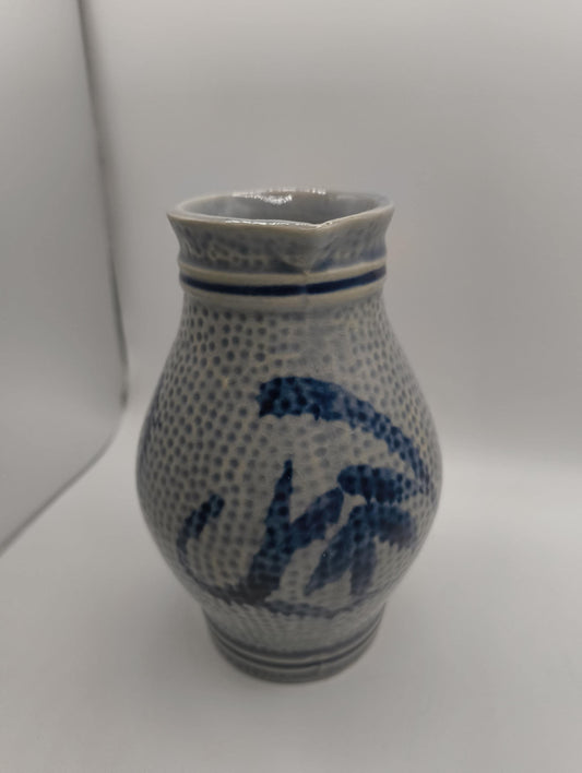 Vintage 0,33 L cobalt blue Pitcher Vase apr 14 cm Long glazed ceramic