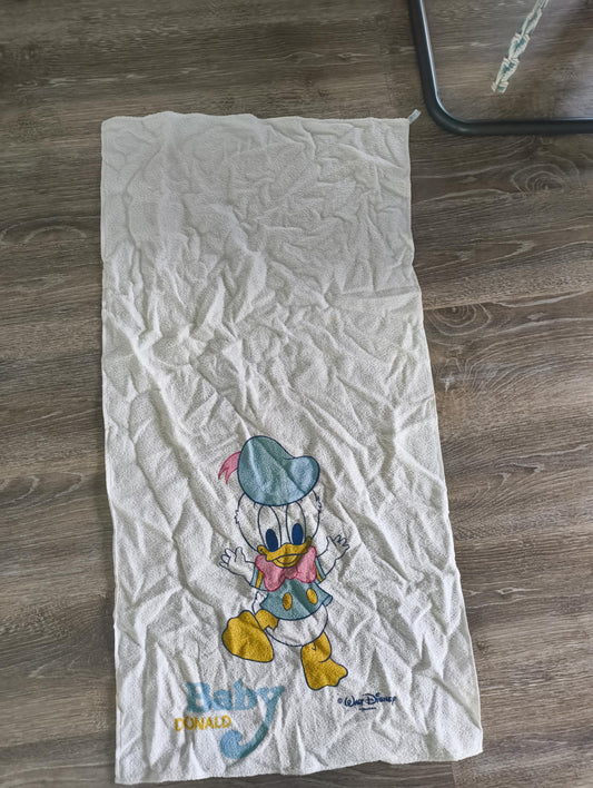 Vintage Collector Sammlergegenstand Disney Baby Donald Duck Handtuch Towel 1980er 80s Original ca 100 x 50 cm