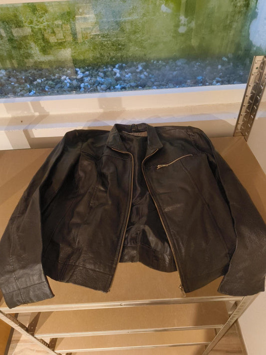 2nd Hand Vintage 2000er Jacke Kunstleder / Leder gr 38, cibyll Schwarz mit Taschen cool