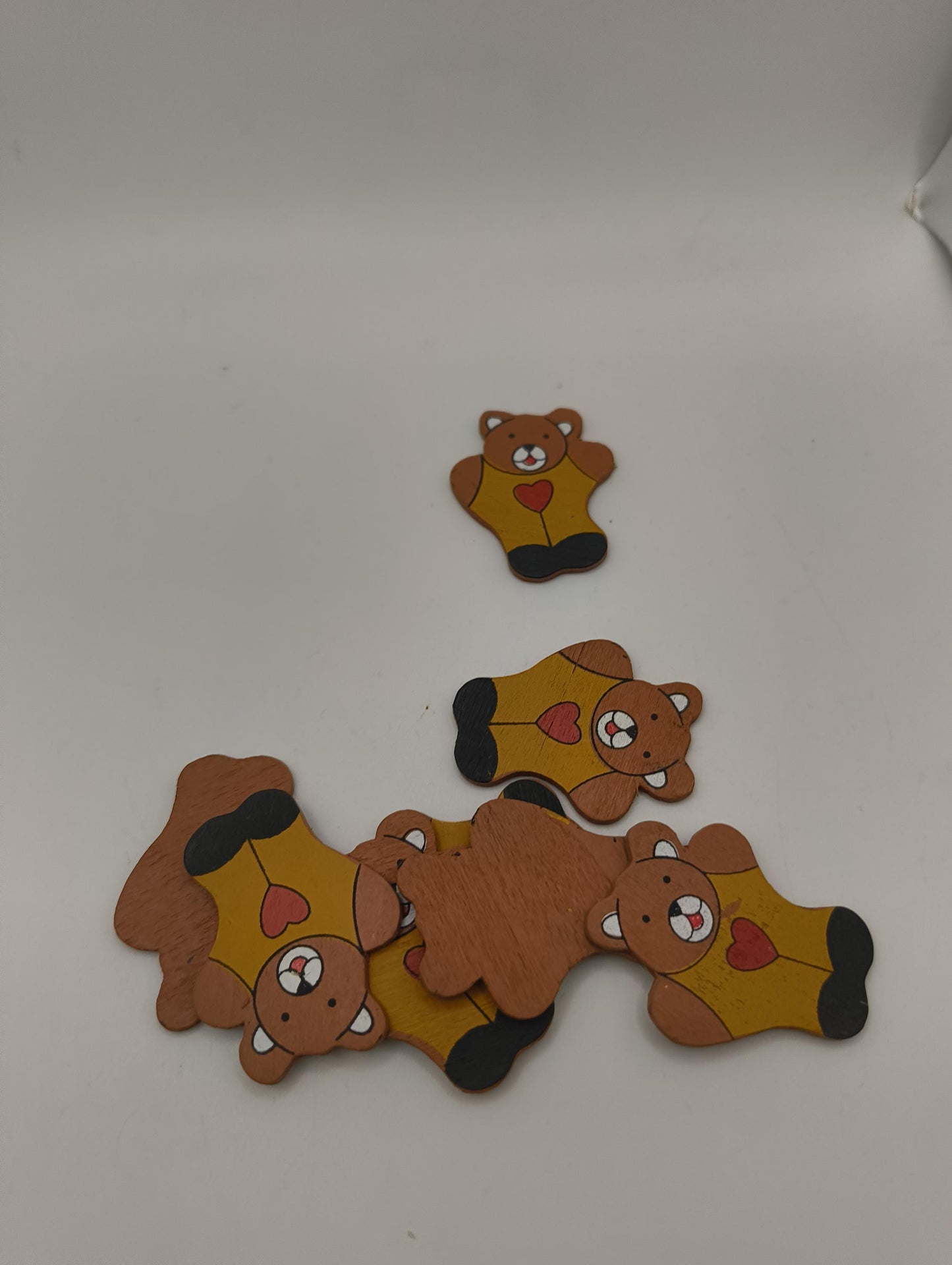 Sweet small Bears with heart out of real wood painted for decoration ca 4 cm Long Kids children Birthday