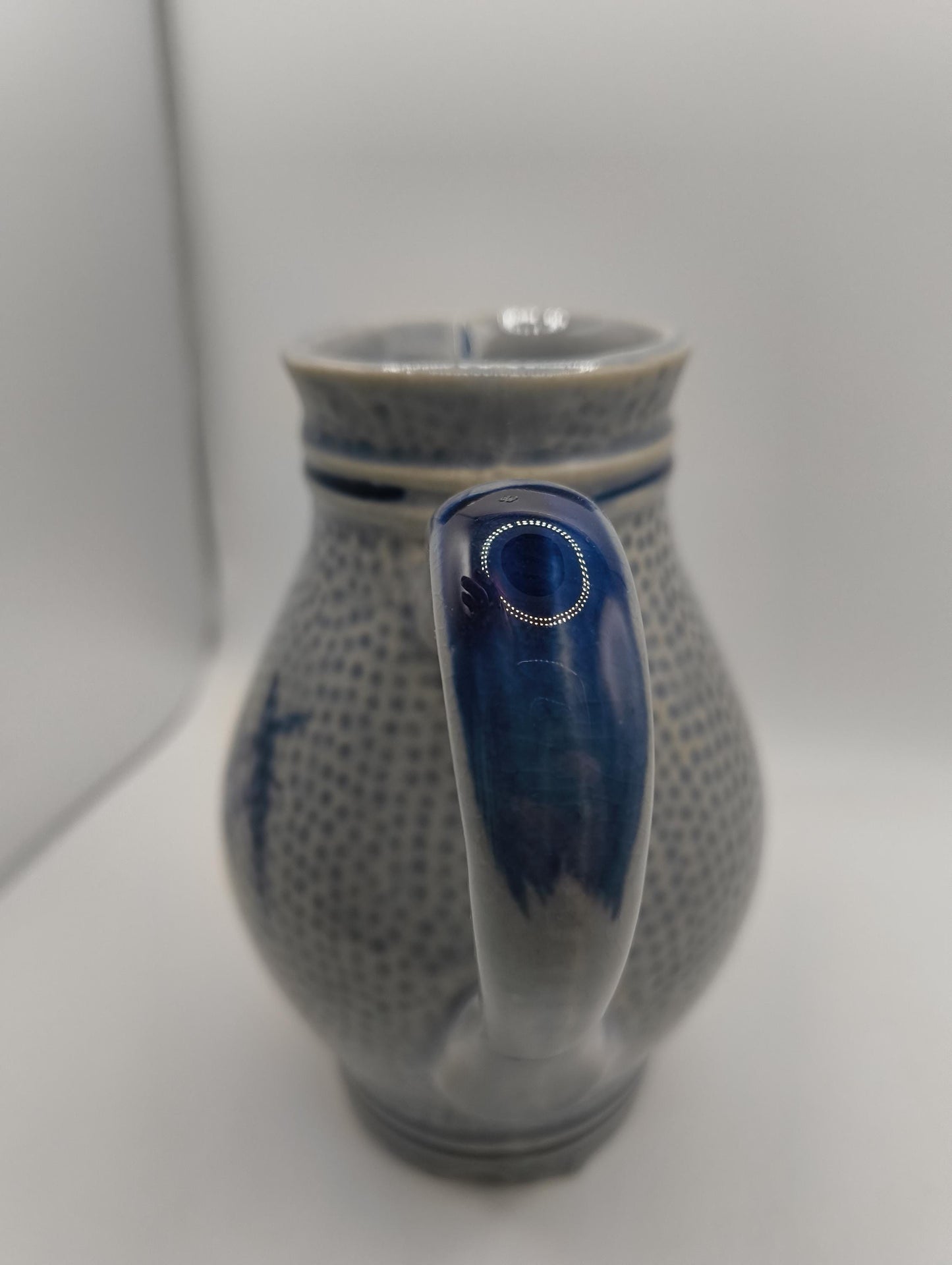 Vintage 0,33 L cobalt blue Pitcher Vase apr 14 cm Long glazed ceramic