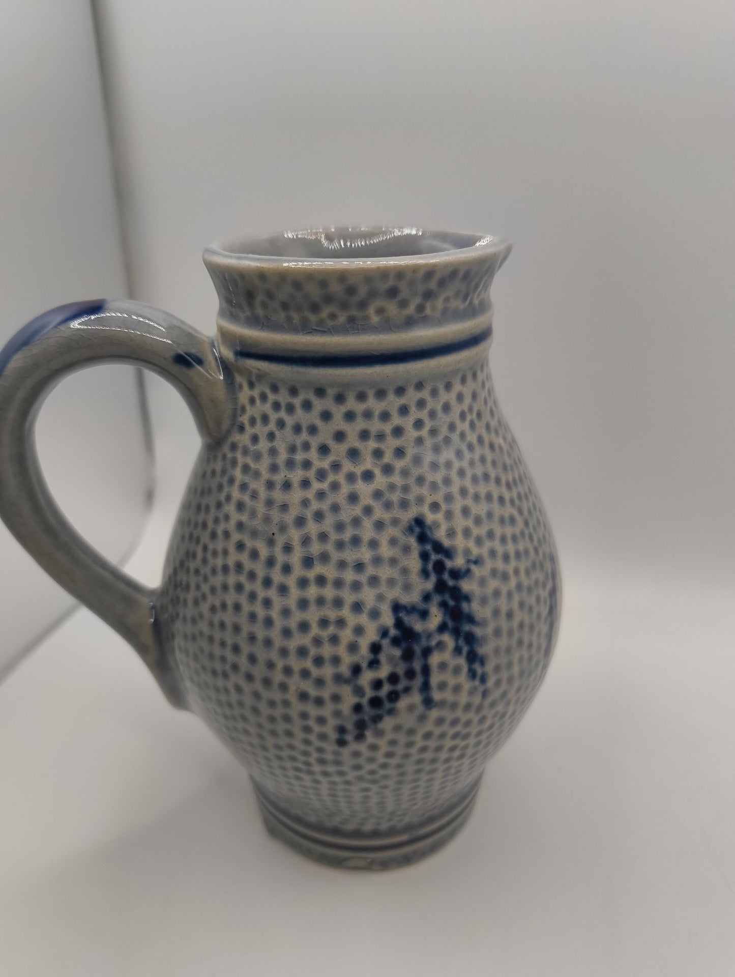 Vintage 0,33 L cobalt blue Pitcher Vase apr 14 cm Long glazed ceramic