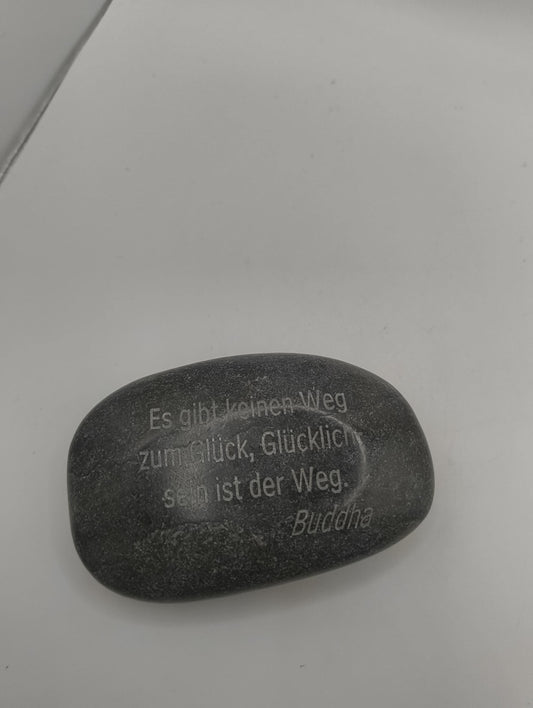 Briefbeschwerer Stein mit Buddha Spruch 2000er ca