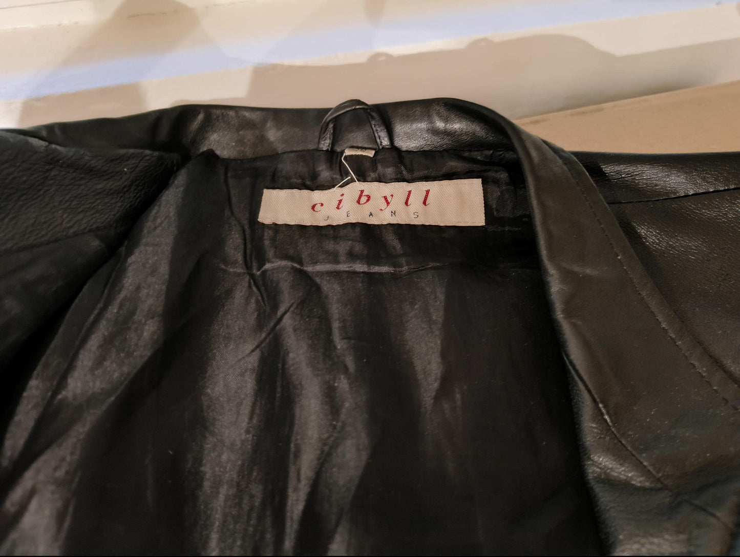2nd Hand Vintage 2000er Jacke Kunstleder / Leder gr 38, cibyll Schwarz mit Taschen cool