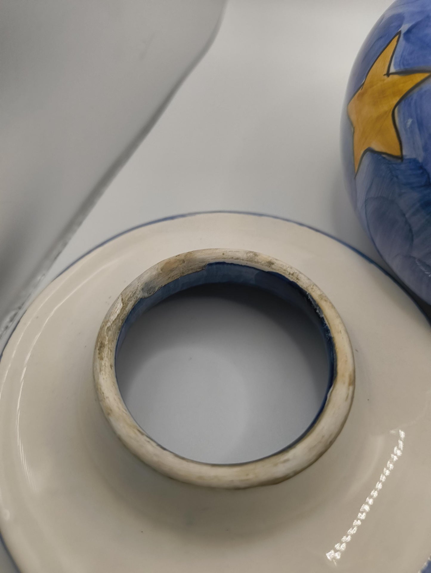 Vintage Water Ashtray Ceramic Stars Moon Blue handpainted