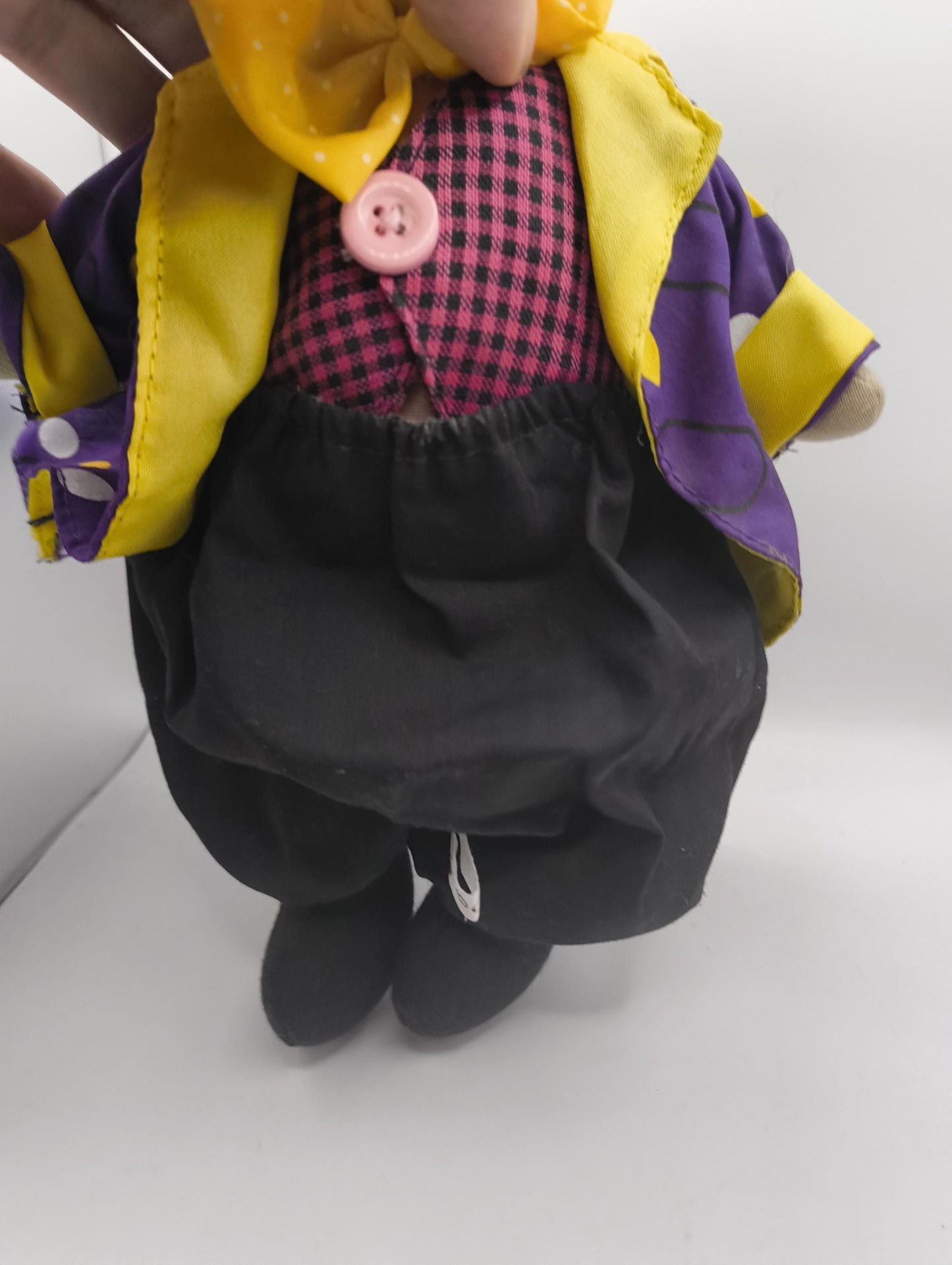 Original Harlequin Doll gruseliger Clown Lila / Gelb